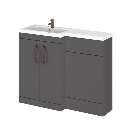 Bathroom Combination Vanity Unit with Basin & WC, Left Hand, 1100mm x 390mm - Choice of Colour and Handle Finish