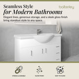 Contemporary Floor Standing Vanity Unit with Round Ceramic Basin – Gloss White, Choice of Doors, Drawers & Sizes