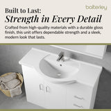 Contemporary Floor Standing Vanity Unit with Round Ceramic Basin – Gloss White, Choice of Doors, Drawers & Sizes