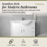 Contemporary Floor Standing Vanity Unit with Round Ceramic Basin – Gloss White, Choice of Doors, Drawers & Sizes