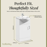 Contemporary Floor Standing Vanity Unit with Round Ceramic Basin – Gloss White, Choice of Doors, Drawers & Sizes