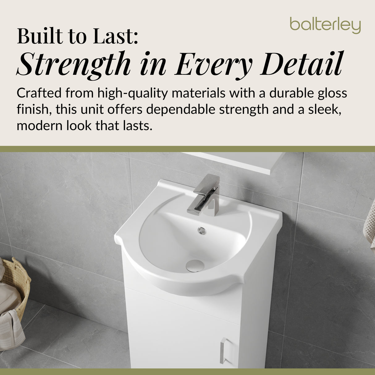 Contemporary Floor Standing Vanity Unit with Round Ceramic Basin – Gloss White, Choice of Doors, Drawers & Sizes