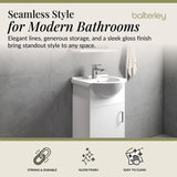 Contemporary Floor Standing Vanity Unit with Round Ceramic Basin – Gloss White, Choice of Doors, Drawers & Sizes