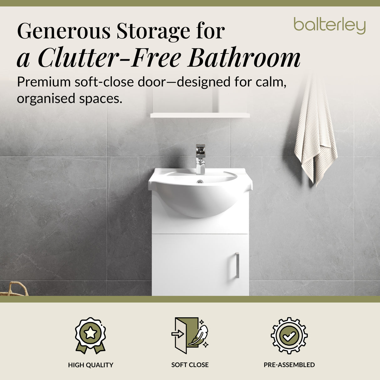 Contemporary Floor Standing Vanity Unit with Round Ceramic Basin – Gloss White, Choice of Doors, Drawers & Sizes