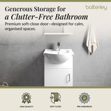 Contemporary Floor Standing Vanity Unit with Round Ceramic Basin – Gloss White, Choice of Doors, Drawers & Sizes