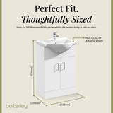 Contemporary Floor Standing Vanity Unit with Round Ceramic Basin – Gloss White, Choice of Doors, Drawers & Sizes