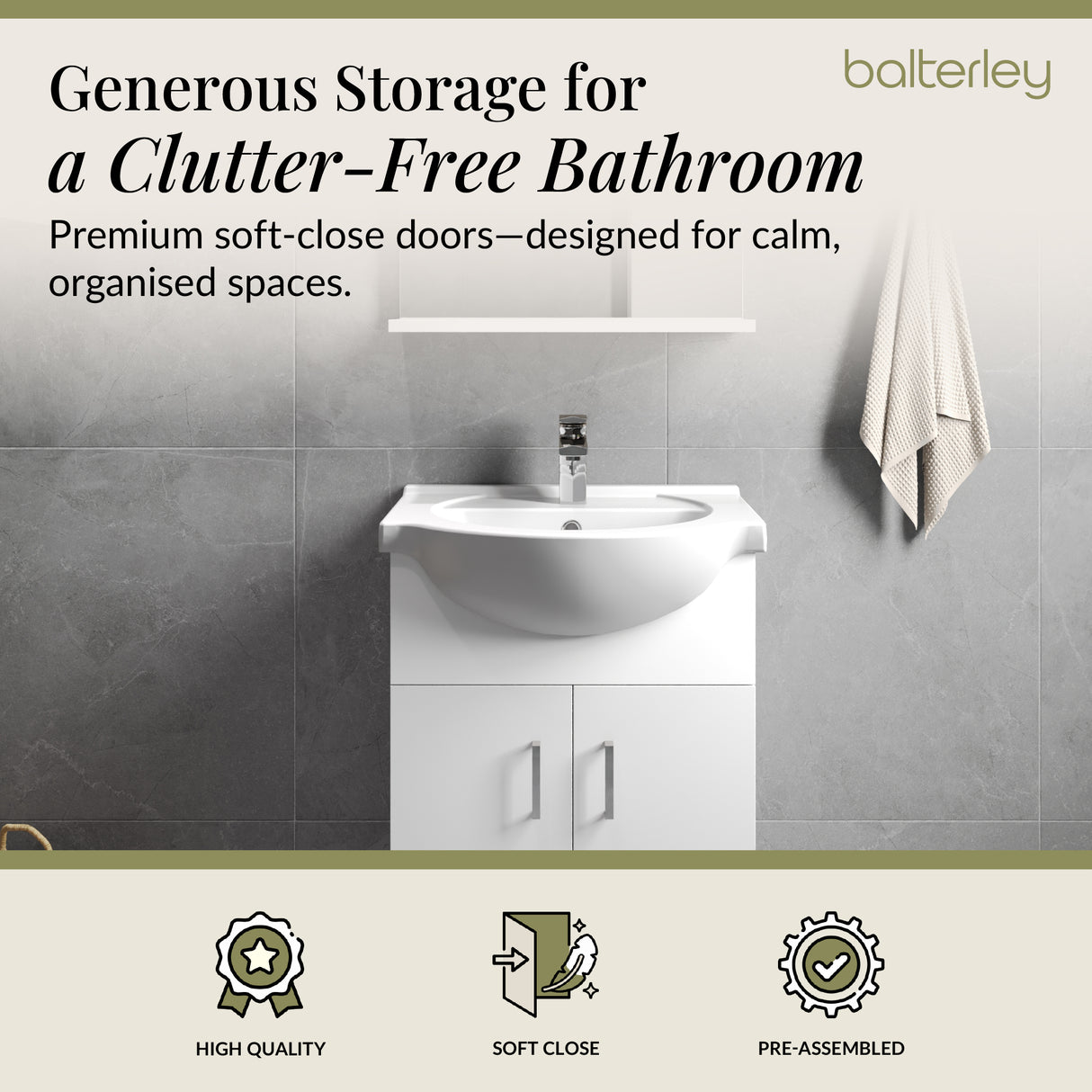 Contemporary Floor Standing Vanity Unit with Round Ceramic Basin – Gloss White, Choice of Doors, Drawers & Sizes