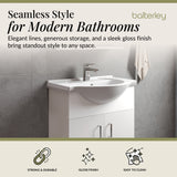 Contemporary Floor Standing Vanity Unit with Round Ceramic Basin – Gloss White, Choice of Doors, Drawers & Sizes