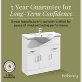 Contemporary Floor Standing Vanity Unit with Round Ceramic Basin – Gloss White, Choice of Doors, Drawers & Sizes