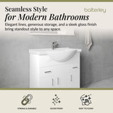 Contemporary Floor Standing Vanity Unit with Round Ceramic Basin – Gloss White, Choice of Doors, Drawers & Sizes