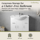 Contemporary Floor Standing Vanity Unit with Round Ceramic Basin – Gloss White, Choice of Doors, Drawers & Sizes