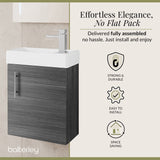 Compact Cloakroom Vanity Basin Unit, 400mm - Choice of Mount Type, Colour and Handle Finish