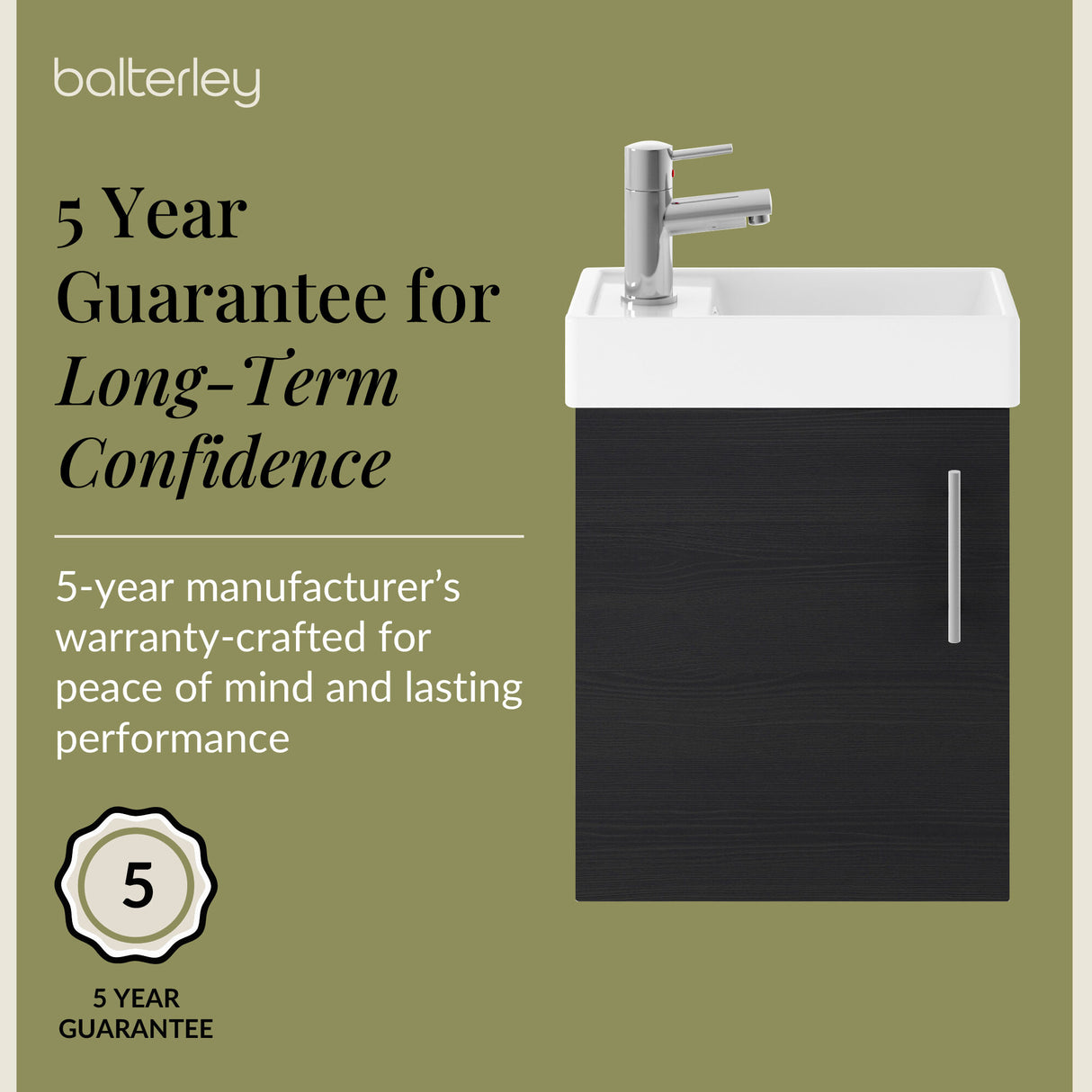 Compact Cloakroom Vanity Basin Unit, 400mm - Choice of Mount Type, Colour and Handle Finish