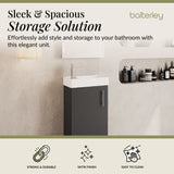 Compact Cloakroom Vanity Basin Unit, 400mm - Choice of Mount Type, Colour and Handle Finish