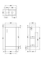 Compact Cloakroom Vanity Basin Unit, 400mm - Choice of Mount Type, Colour and Handle Finish