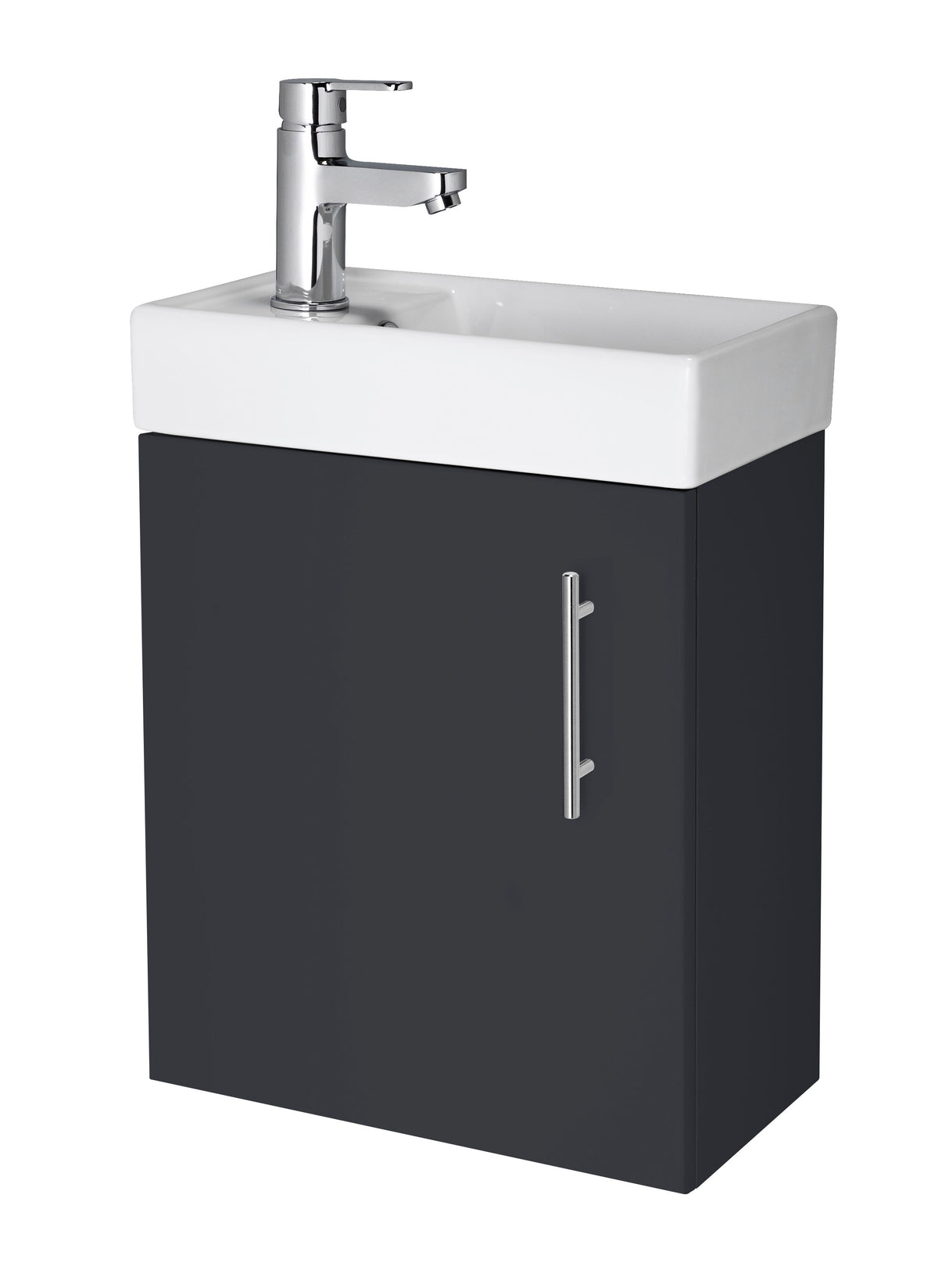 Compact Cloakroom Vanity Basin Unit, 400mm - Choice of Mount Type, Colour and Handle Finish