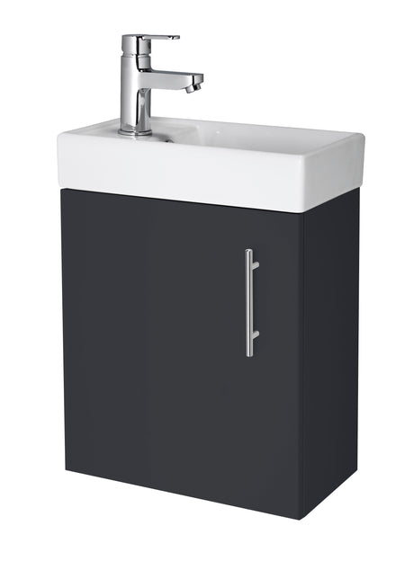 Compact Cloakroom Vanity Basin Unit, 400mm - Choice of Mount Type, Colour and Handle Finish