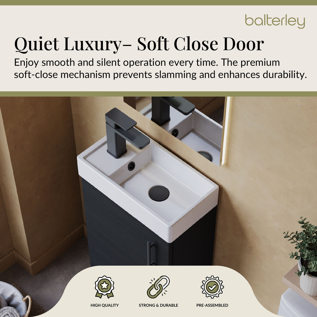 Compact Cloakroom Vanity Basin Unit, 400mm - Choice of Mount Type, Colour and Handle Finish