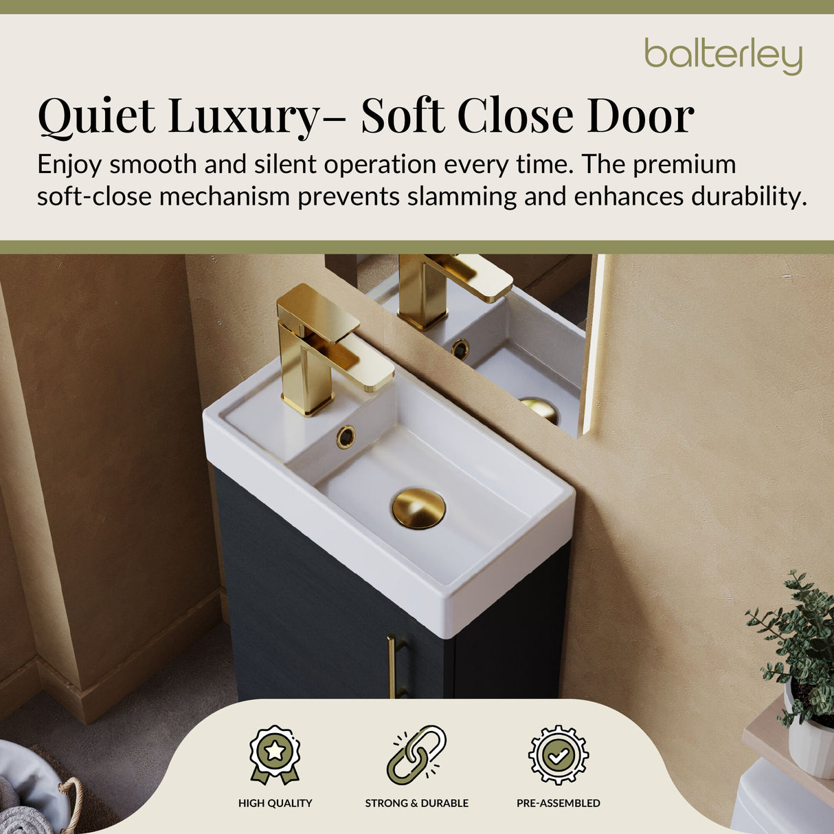 Compact Cloakroom Vanity Basin Unit, 400mm - Choice of Mount Type, Colour and Handle Finish