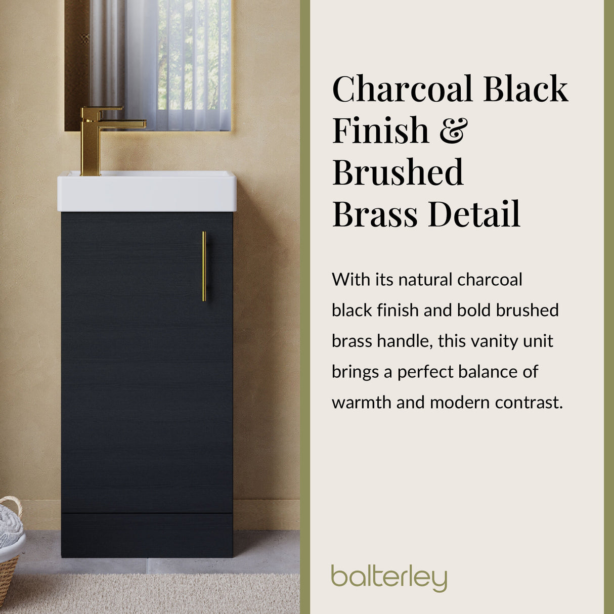 Compact Cloakroom Vanity Basin Unit, 400mm - Choice of Mount Type, Colour and Handle Finish