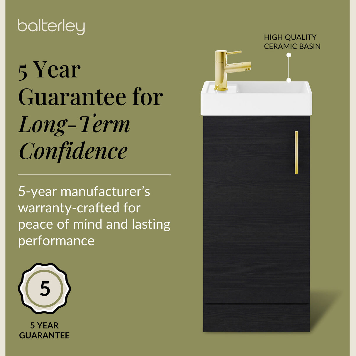 Compact Cloakroom Vanity Basin Unit, 400mm - Choice of Mount Type, Colour and Handle Finish