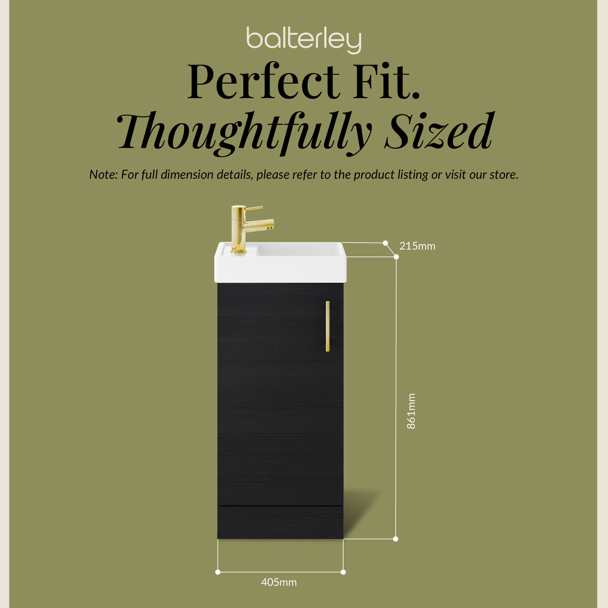 Compact Cloakroom Vanity Basin Unit, 400mm - Choice of Mount Type, Colour and Handle Finish