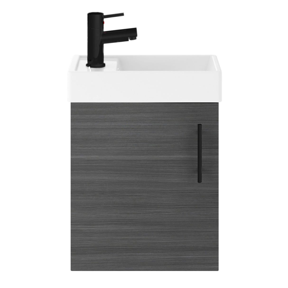 Compact Cloakroom Vanity Basin Unit, 400mm - Choice of Mount Type, Colour and Handle Finish