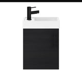 Compact Cloakroom Vanity Basin Unit, 400mm - Choice of Mount Type, Colour and Handle Finish