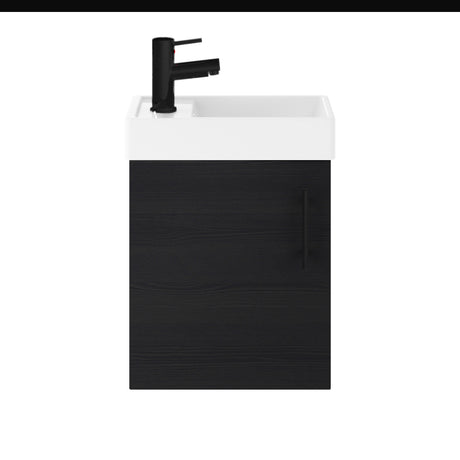 Compact Cloakroom Vanity Basin Unit, 400mm - Choice of Mount Type, Colour and Handle Finish