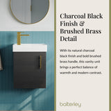Compact Cloakroom Vanity Basin Unit, 400mm - Choice of Mount Type, Colour and Handle Finish