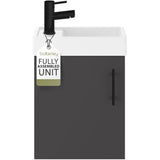 Compact Cloakroom Vanity Basin Unit, 400mm - Choice of Mount Type, Colour and Handle Finish