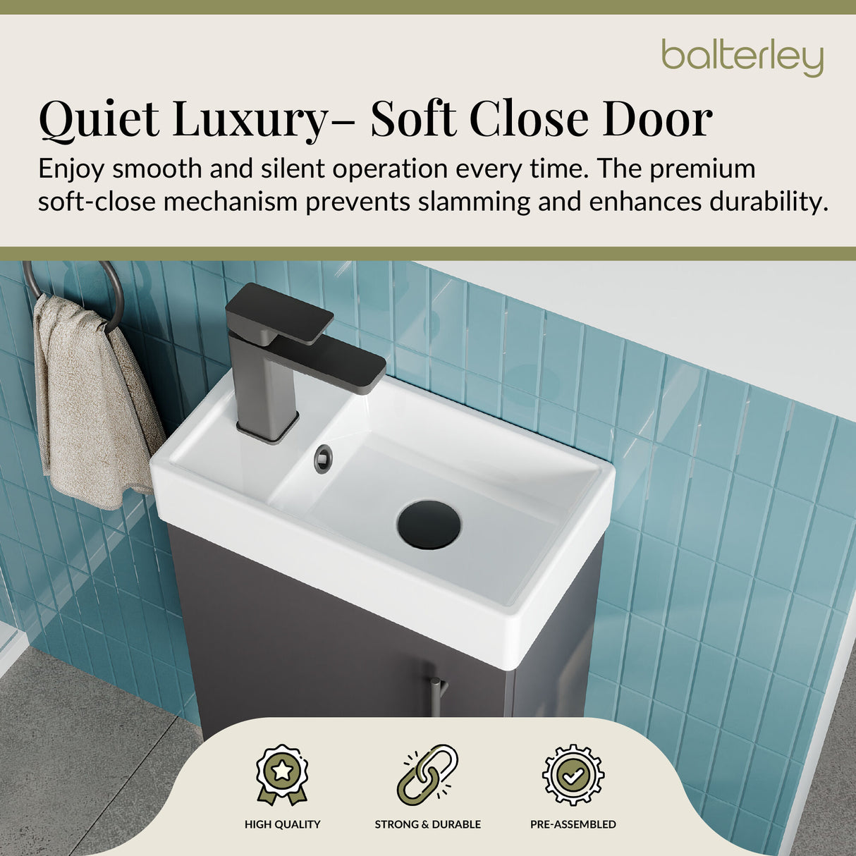 Compact Cloakroom Vanity Basin Unit, 400mm - Choice of Mount Type, Colour and Handle Finish