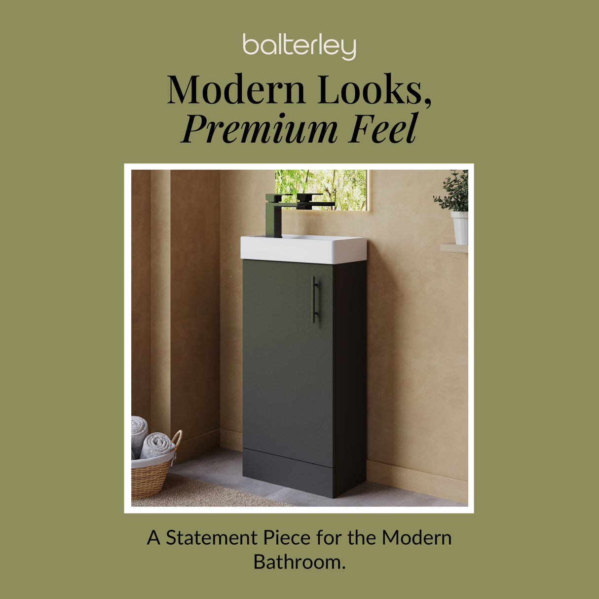 Compact Cloakroom Vanity Basin Unit, 400mm - Choice of Mount Type, Colour and Handle Finish