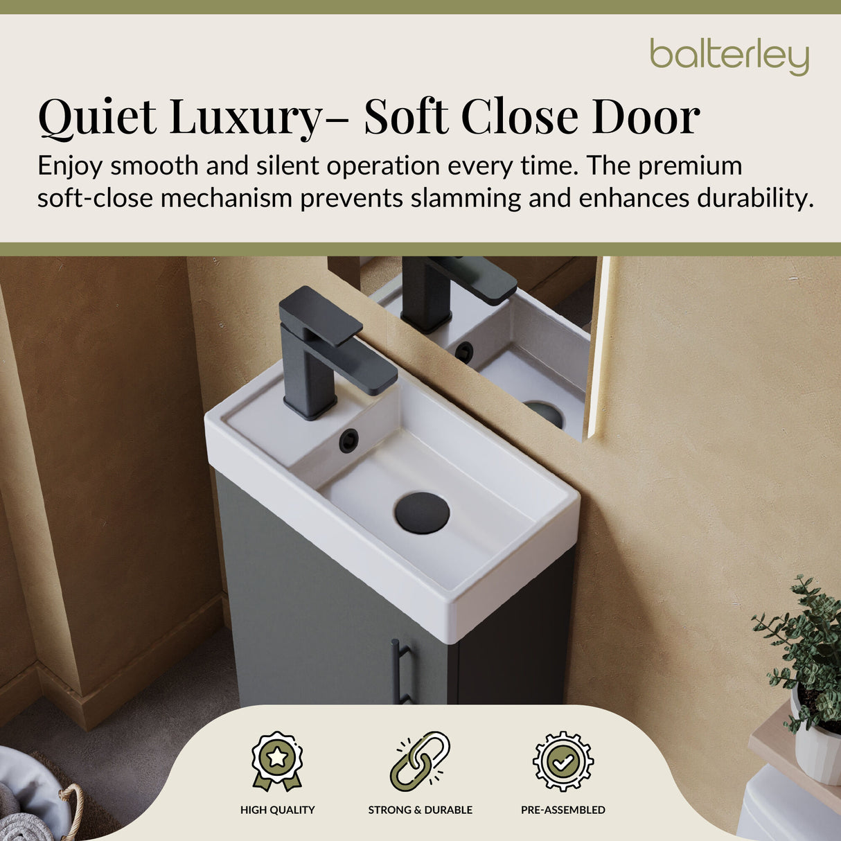 Compact Cloakroom Vanity Basin Unit, 400mm - Choice of Mount Type, Colour and Handle Finish