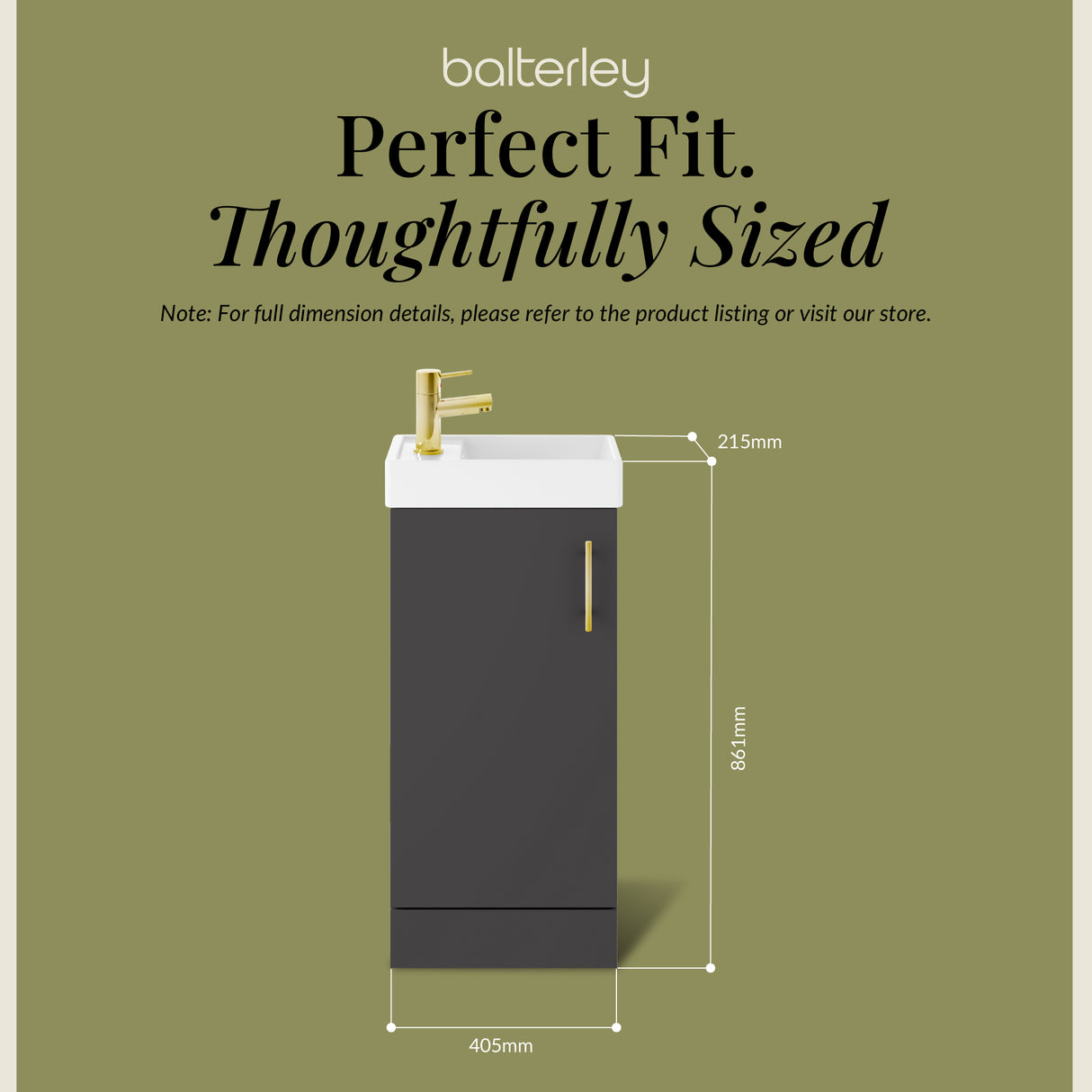 Compact Cloakroom Vanity Basin Unit, 400mm - Choice of Mount Type, Colour and Handle Finish