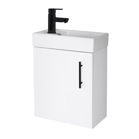 Compact Cloakroom Vanity Basin Unit, 400mm - Choice of Mount Type, Colour and Handle Finish