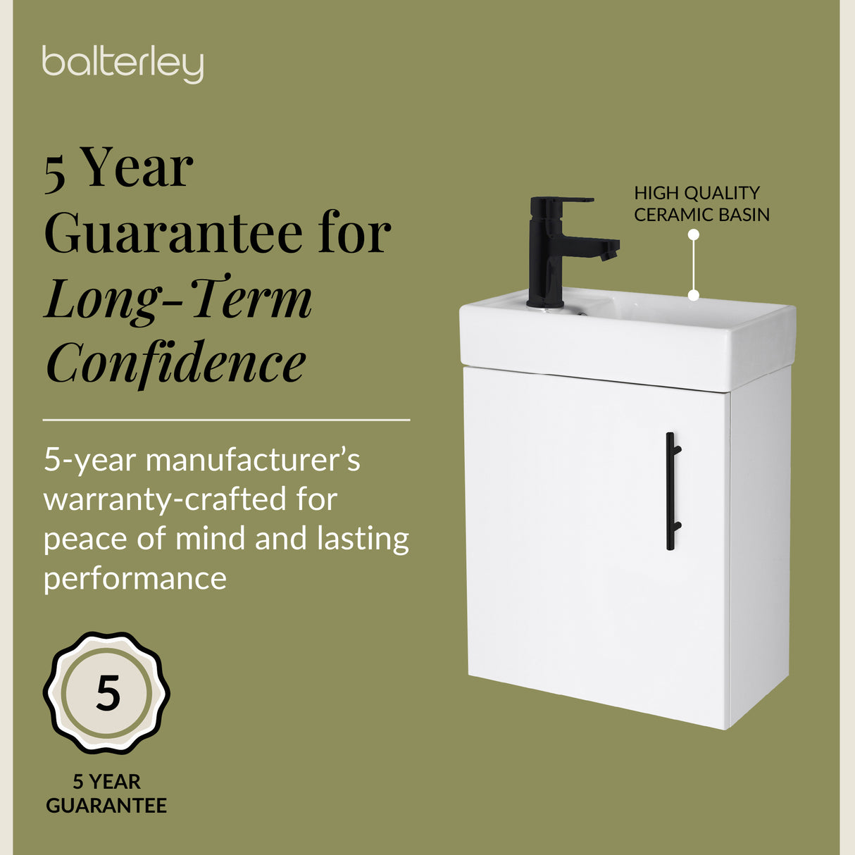 Compact Cloakroom Vanity Basin Unit, 400mm - Choice of Mount Type, Colour and Handle Finish