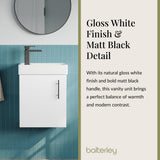 Compact Cloakroom Vanity Basin Unit, 400mm - Choice of Mount Type, Colour and Handle Finish