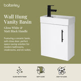 Compact Cloakroom Vanity Basin Unit, 400mm - Choice of Mount Type, Colour and Handle Finish