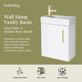 Compact Cloakroom Vanity Basin Unit, 400mm - Choice of Mount Type, Colour and Handle Finish