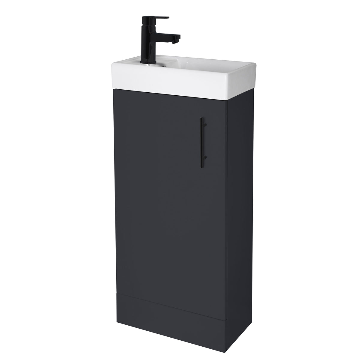 Compact Cloakroom Vanity Basin Unit, 400mm - Choice of Mount Type, Colour and Handle Finish