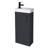 Compact Cloakroom Vanity Basin Unit, 400mm - Choice of Mount Type, Colour and Handle Finish