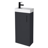 Compact Cloakroom Vanity Basin Unit, 400mm - Choice of Mount Type, Colour and Handle Finish
