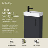Compact Cloakroom Vanity Basin Unit, 400mm - Choice of Mount Type, Colour and Handle Finish