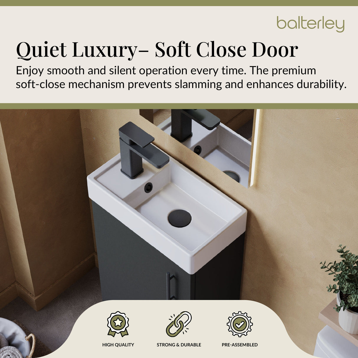 Compact Cloakroom Vanity Basin Unit, 400mm - Choice of Mount Type, Colour and Handle Finish