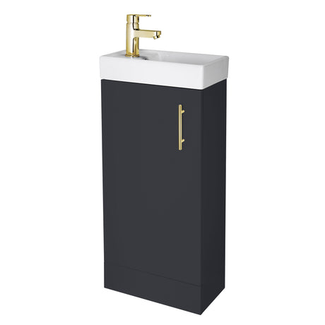 Compact Cloakroom Vanity Basin Unit, 400mm - Choice of Mount Type, Colour and Handle Finish