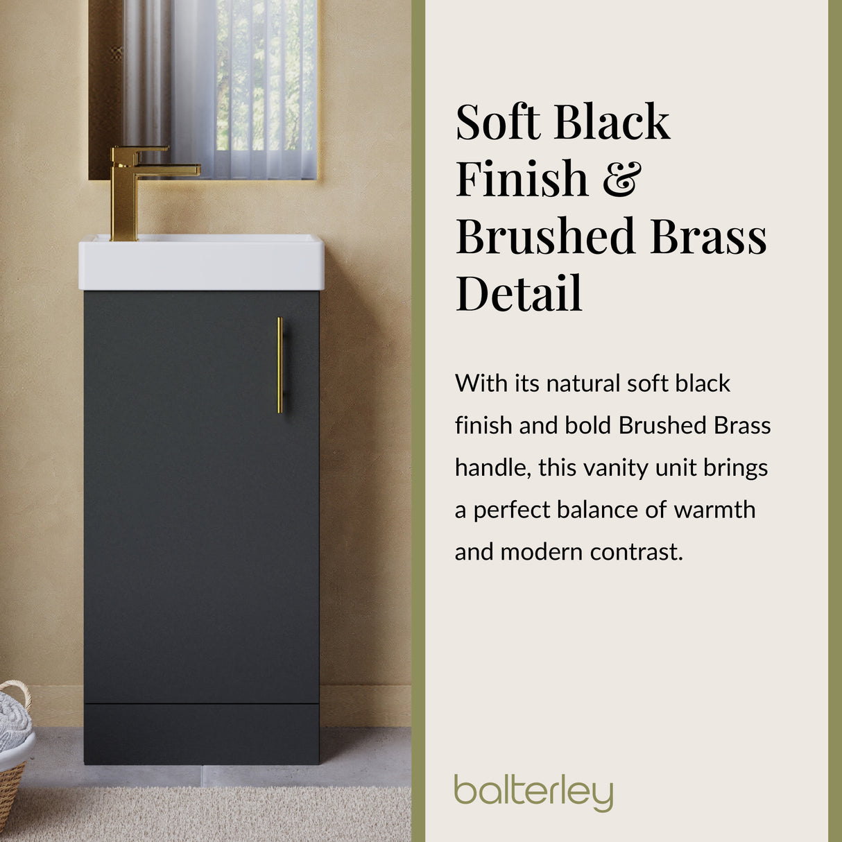 Compact Cloakroom Vanity Basin Unit, 400mm - Choice of Mount Type, Colour and Handle Finish