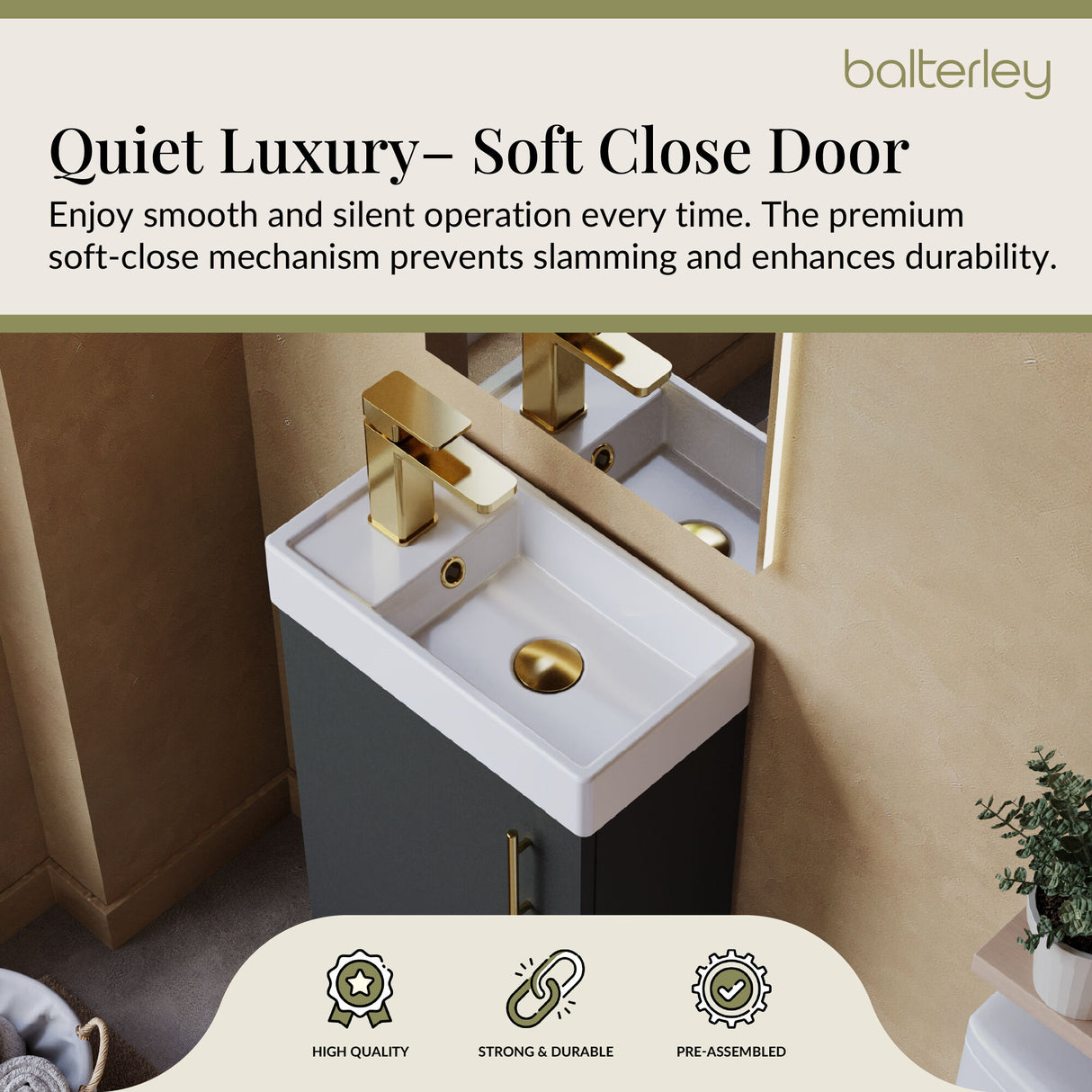 Compact Cloakroom Vanity Basin Unit, 400mm - Choice of Mount Type, Colour and Handle Finish