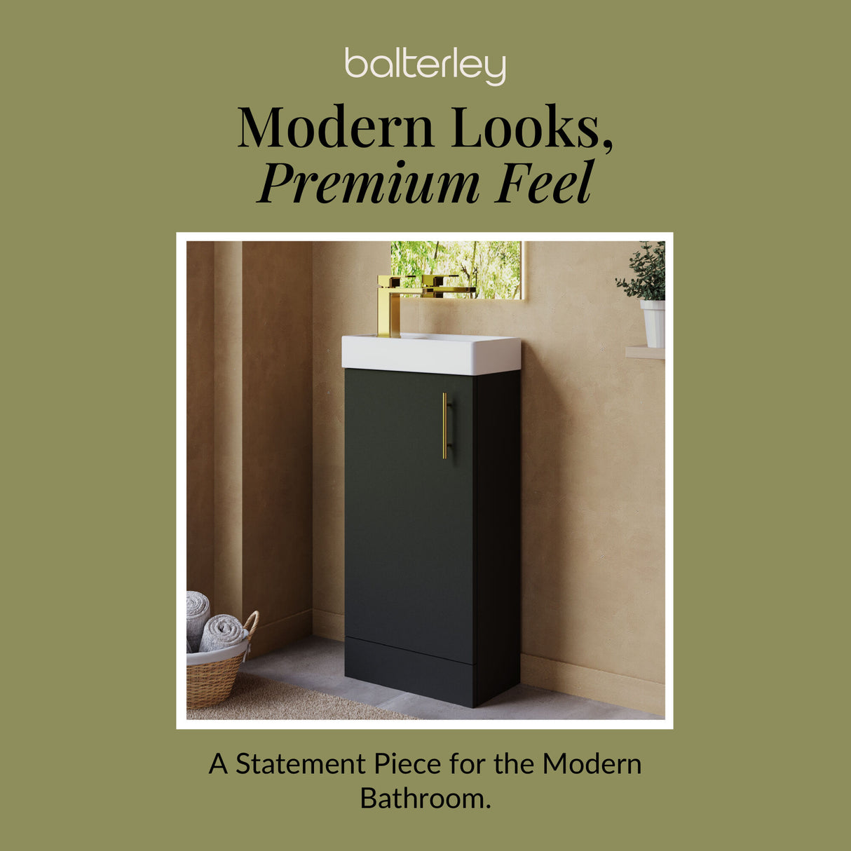 Compact Cloakroom Vanity Basin Unit, 400mm - Choice of Mount Type, Colour and Handle Finish