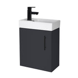 Compact Cloakroom Vanity Basin Unit, 400mm - Choice of Mount Type, Colour and Handle Finish